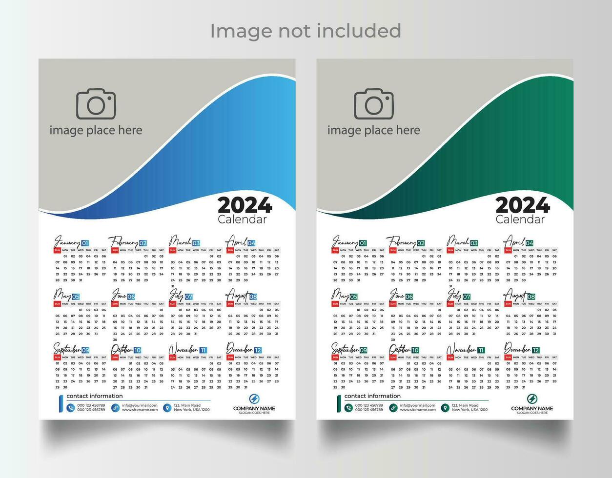 2024 Nouveau année calendrier vecteur