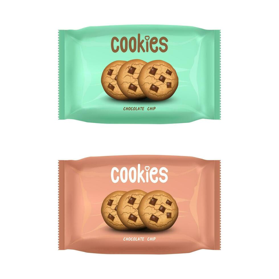 conception vert et marron déjouer emballage modèle pour Chocolat puce biscuits collation. vecteur illustration eps dix.