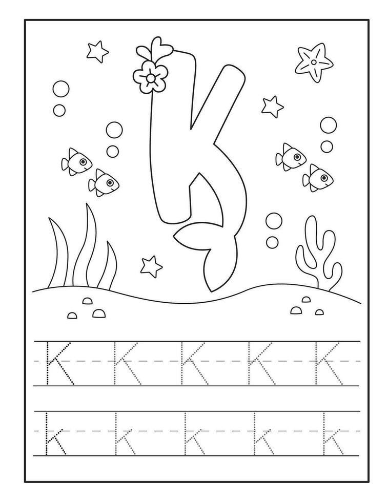 Sirène alphabet coloration pages pour Jardin d'enfants vecteur