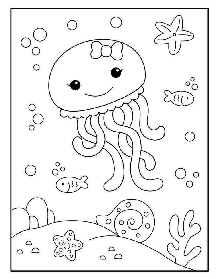 méduse coloration pages pour des gamins vecteur