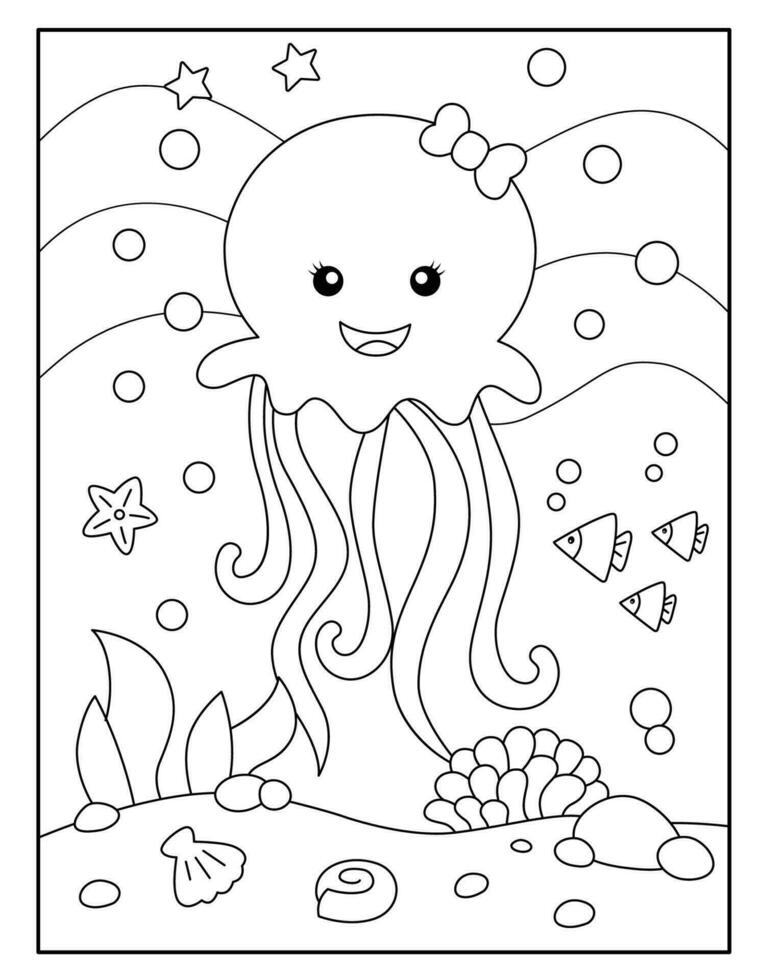 méduse coloration pages pour des gamins vecteur