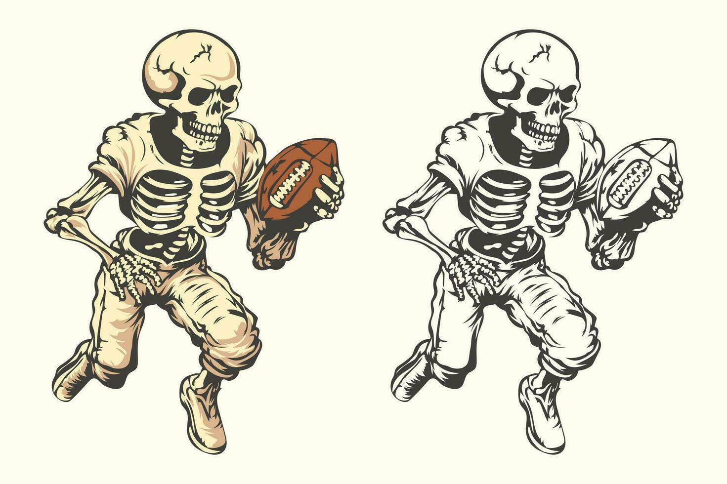 squelette en jouant américain Football vecteur