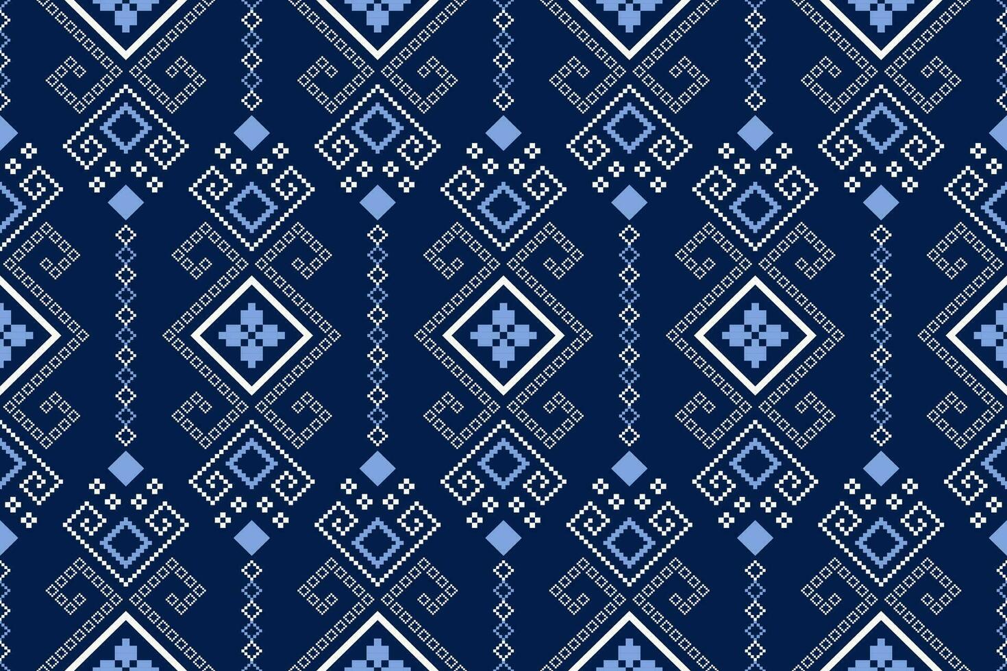 indigo marine bleu géométrique traditionnel ethnique modèle ikat sans couture modèle frontière abstrait conception pour en tissu impression tissu robe tapis rideaux et sarong aztèque africain Indien indonésien vecteur