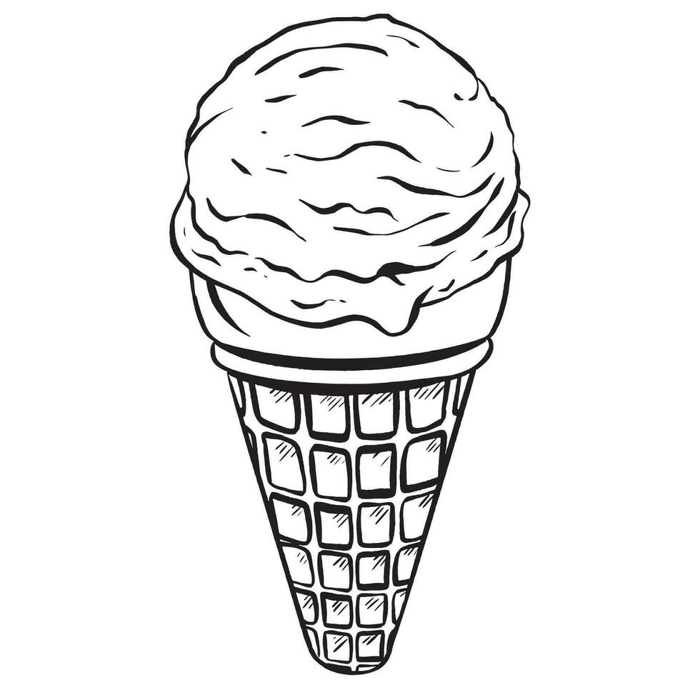 vecteur illustration de une sucré la glace crème scoop niché dans une croustillant tranche cône. une délicieux du froid dessert, une été délice pour les enfants. se livrer dans cette délicieux traiter.