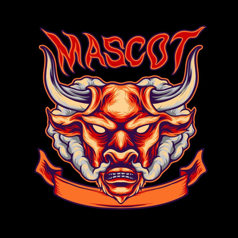 logo de mascotte tête de taureau vecteur