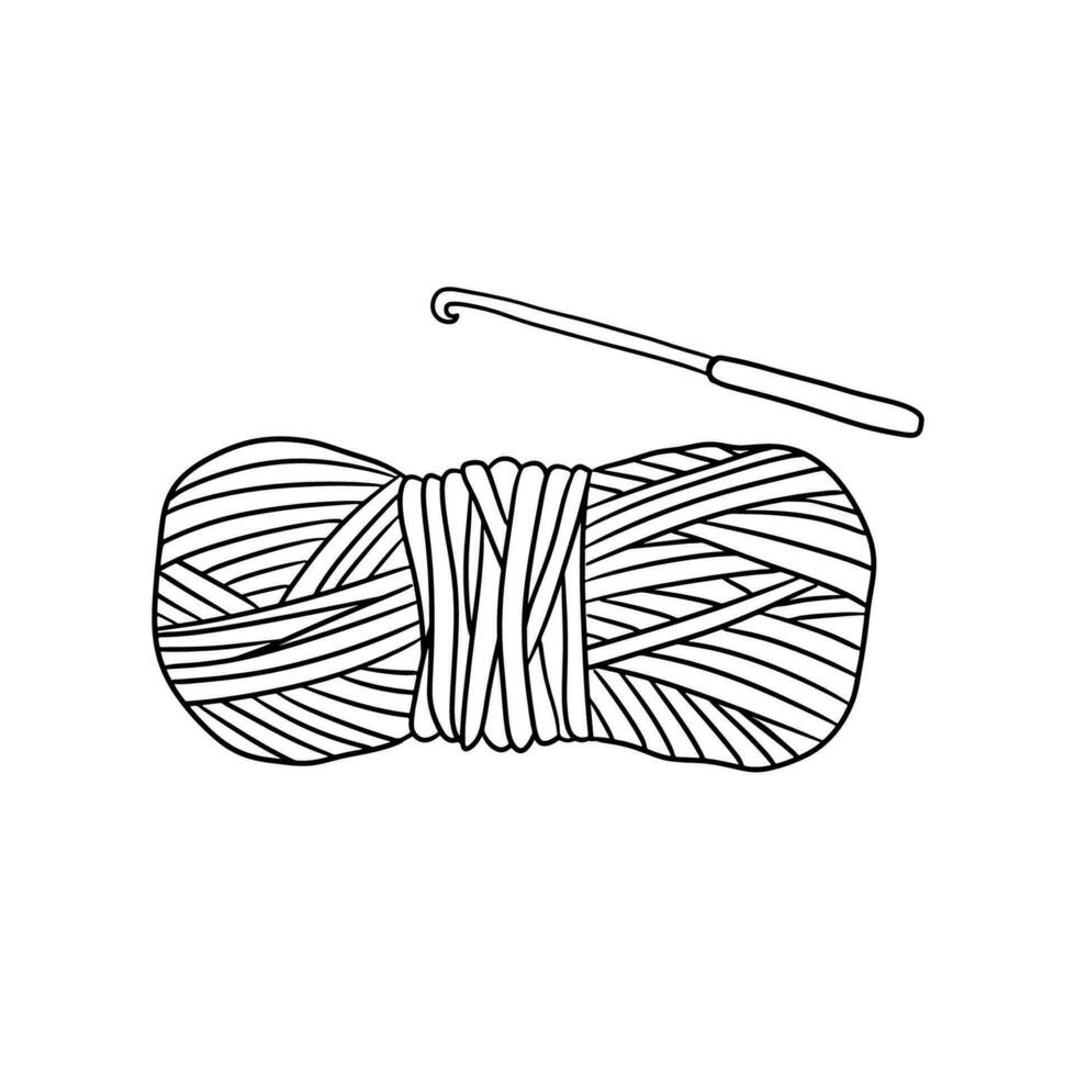 fil et crochet accrocher. main tiré contour griffonnage illustration isolé sur blanc vecteur