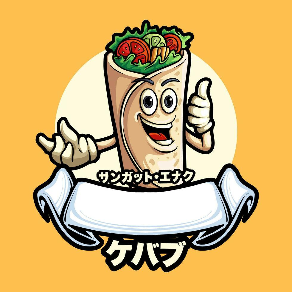 sourire kebab mascotte vecteur