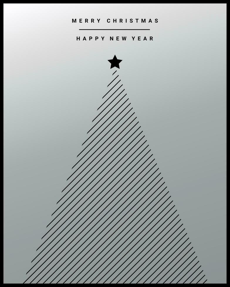 Noël et Nouveau année salutation carte avec Noël arbre géométrique en forme de. minimal conception dans noir et argent pente couleurs. vecteur illustration