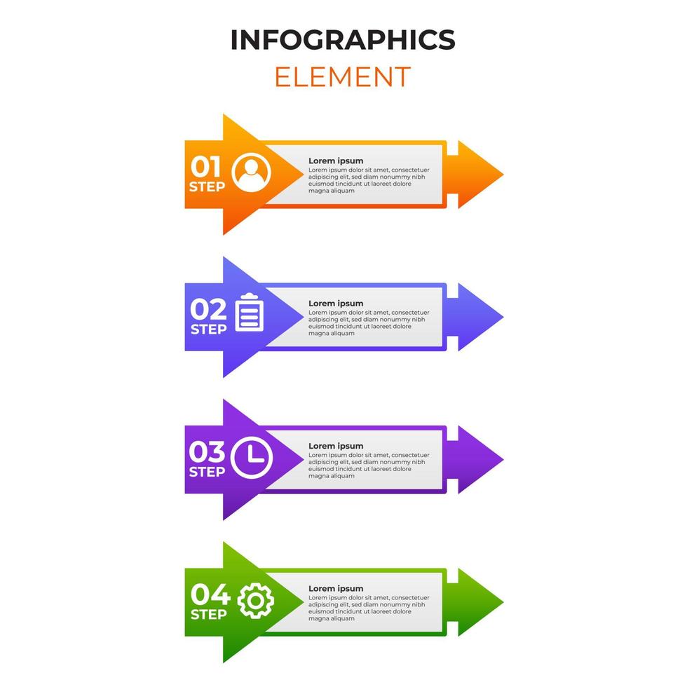 élément d'infographie dégradé en quatre étapes avec icône d'entreprise. vecteur