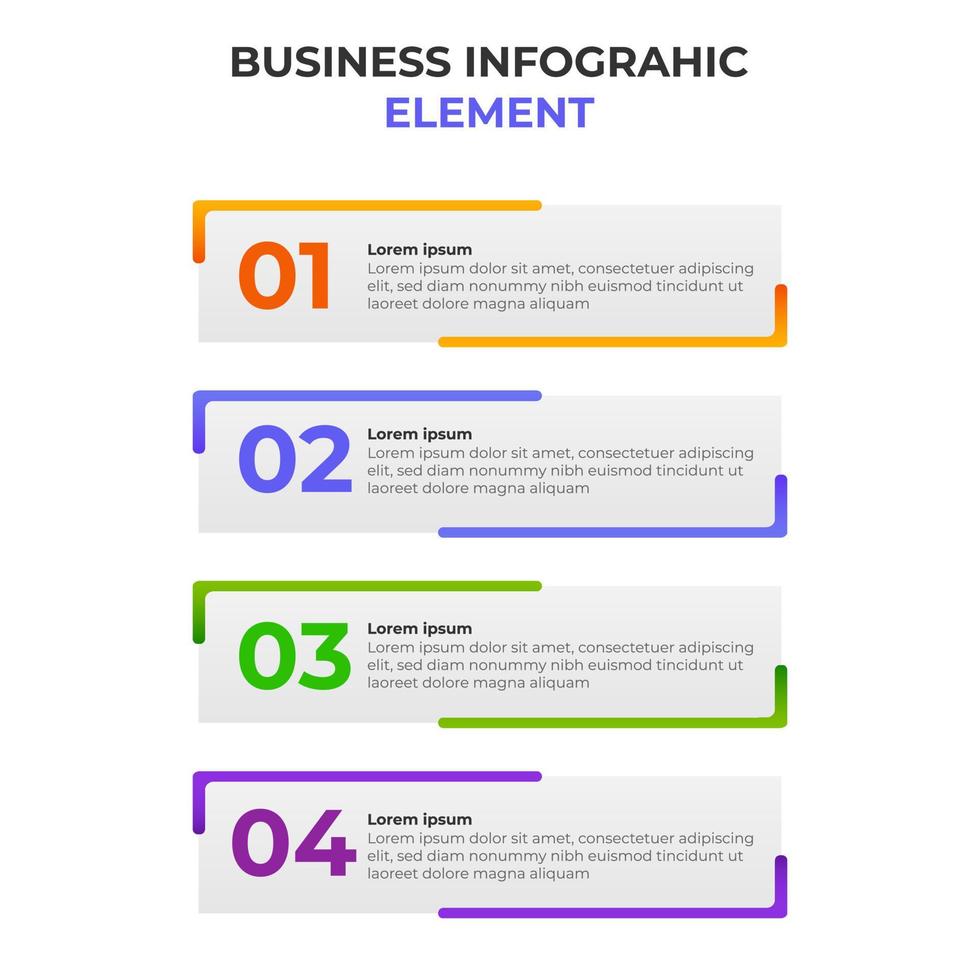 élément d'infographie d'entreprise dégradé en quatre étapes. modèle d'infographie. vecteur