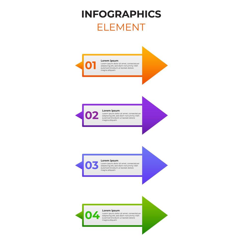 élément d'infographie dégradé en quatre étapes avec icône d'entreprise. modèle d'infographie vecteur