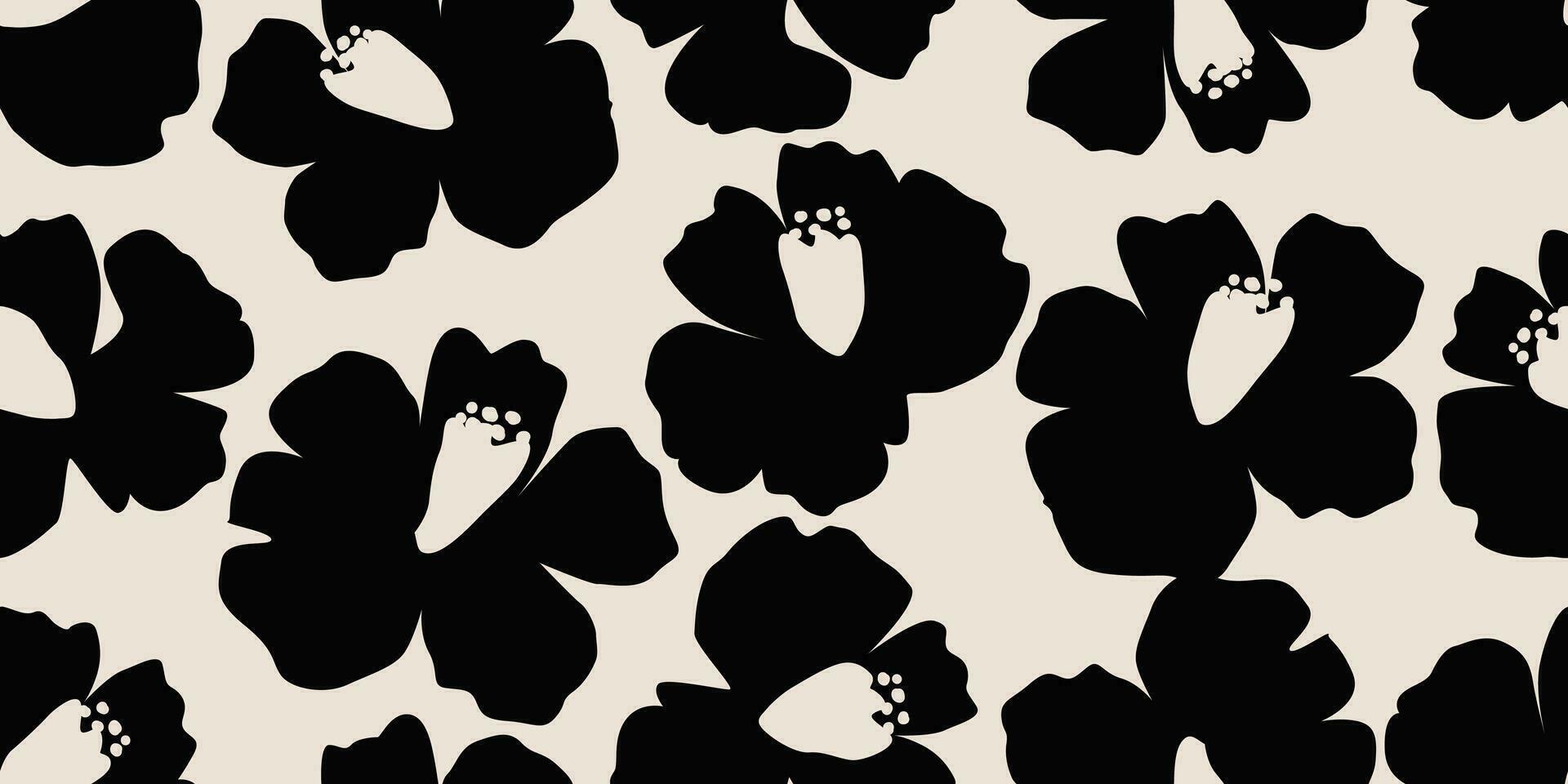 fleur sans couture Contexte. minimaliste abstrait floral modèle. moderne impression dans noir et blanc Contexte. idéal pour textile conception, fond d'écran, couvertures, cartes, invitations et affiches. vecteur