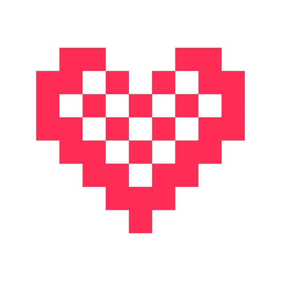 pixel cœur rouge 8 bit pour affiche modèle, imprimer, conception, éléments vecteur