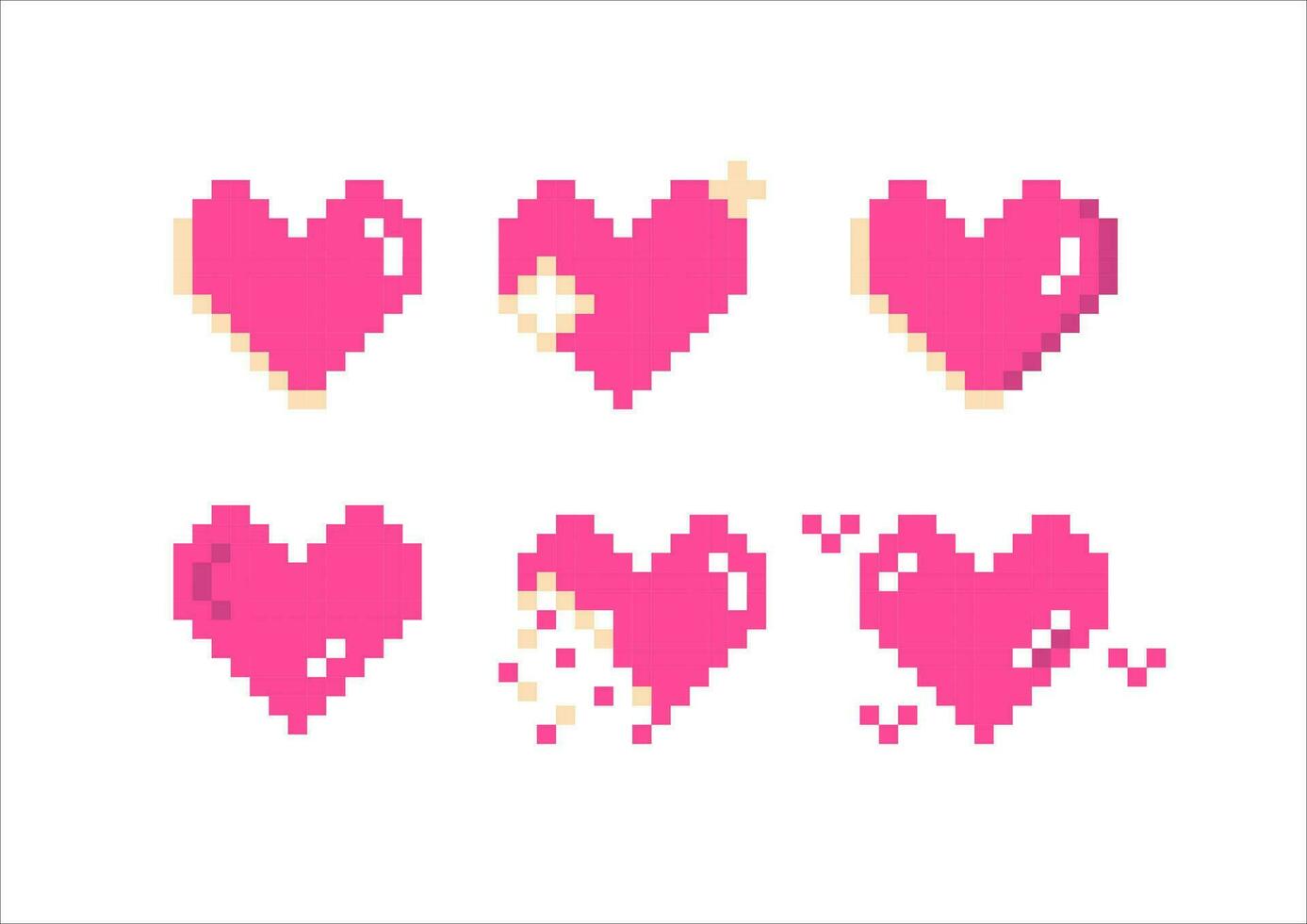 pixel cœurs rose ensemble pour affiche, imprimer, conception, éléments vecteur