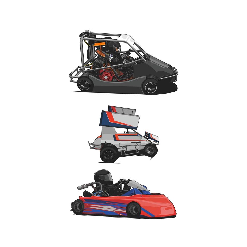 go kart race set bundle collection vecteur