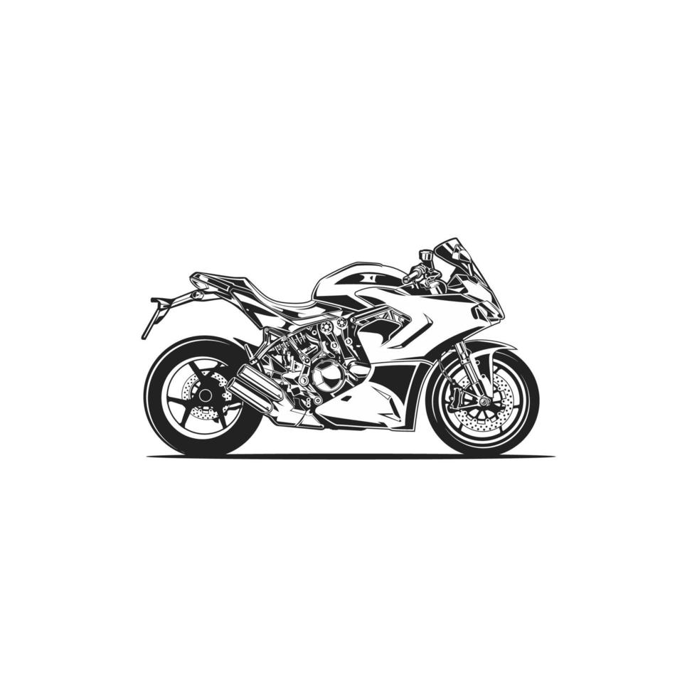 moto sport silhouette moto noir et blanc vecteur