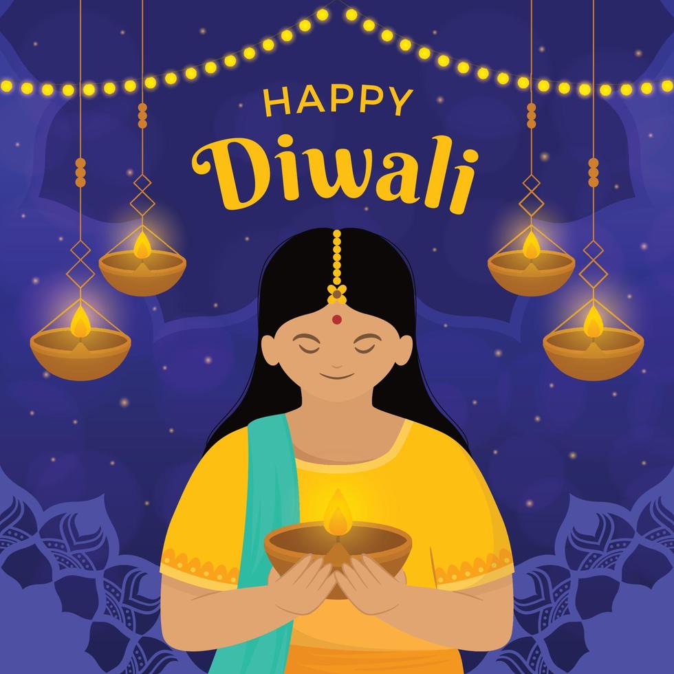 concept de voeux joyeux diwali vecteur