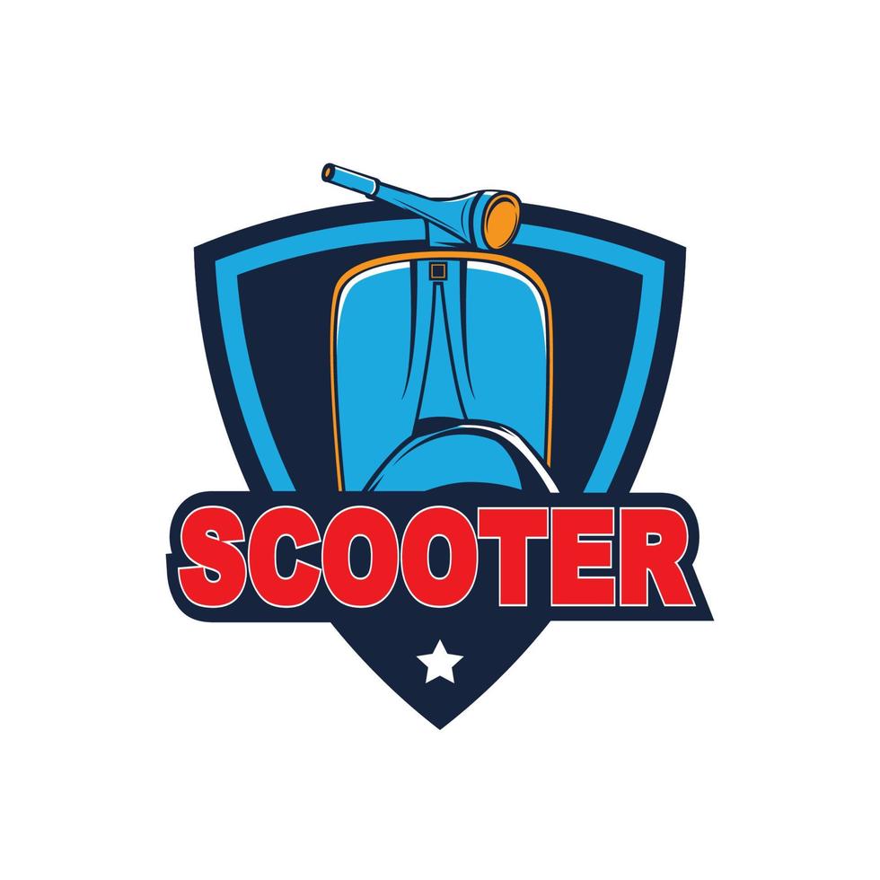 modèle de logo de scooter vespa, logo de scooter rétro vintage vecteur