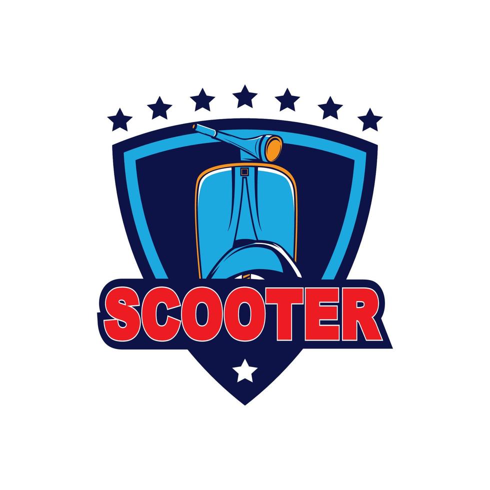 modèle de logo de scooter vespa, logo de scooter rétro vintage vecteur