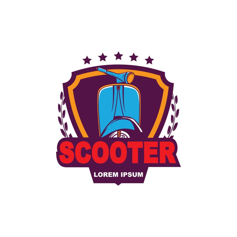 modèle de logo de scooter vespa, logo de scooter rétro vintage vecteur