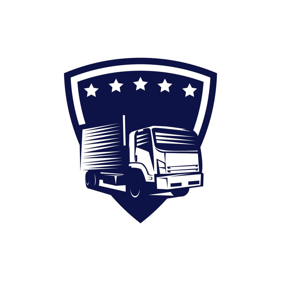 modèle de logo logistique de camion de transport vecteur