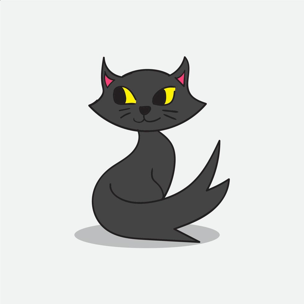 conception de dessin animé de chat noir. illustration de chat mignon pour un modèle de livre. vecteur