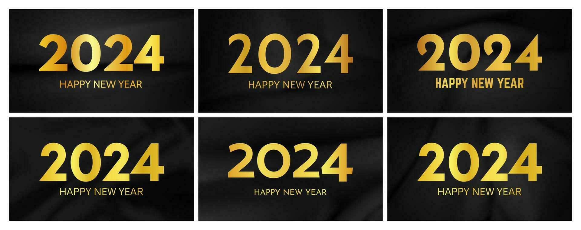 2024 content Nouveau année sur foncé soie Contexte vecteur