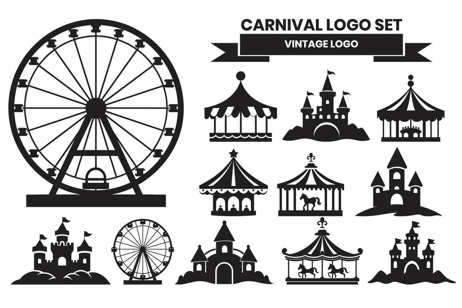 carnaval et Festival logos dans ancien style vecteur