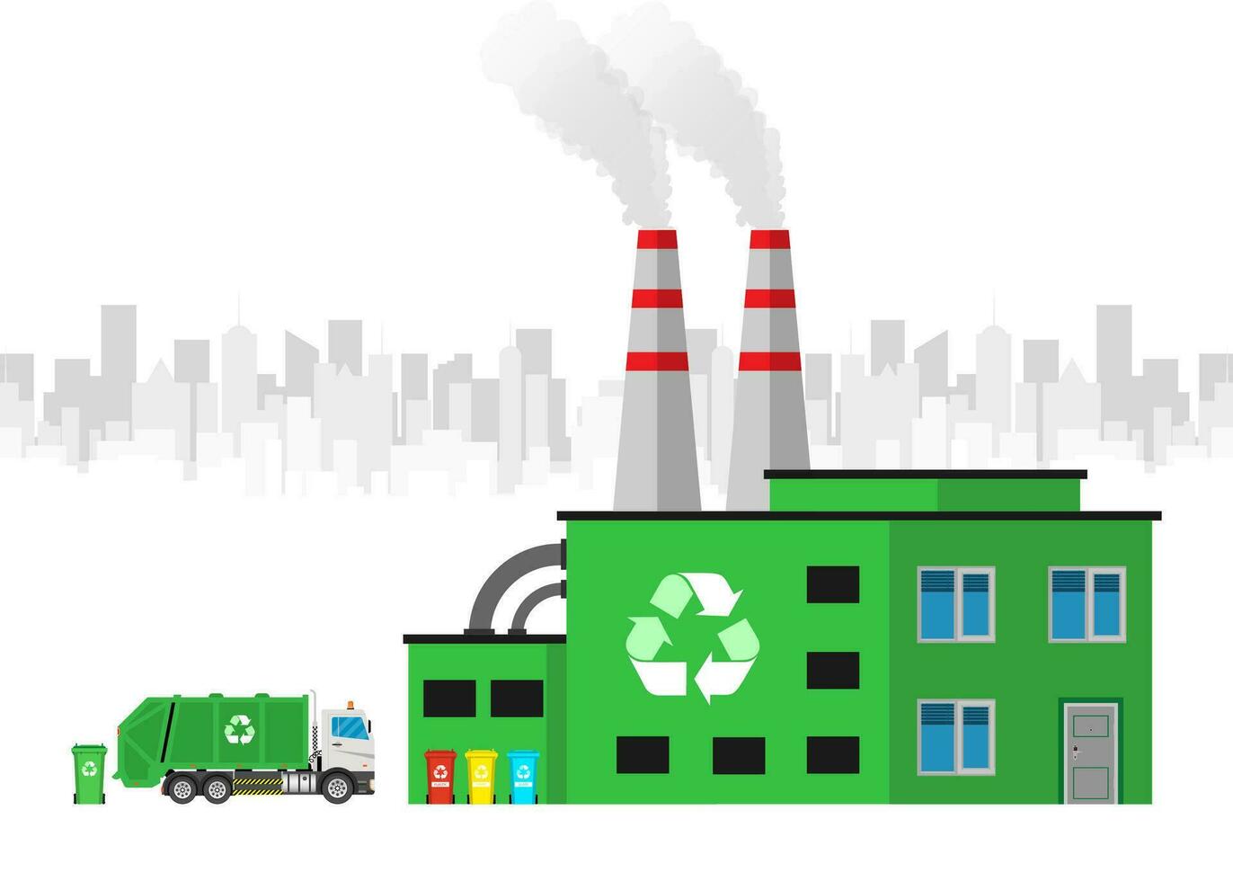 recyclage des ordures station des ordures un camion recyclage écologie processus vecteur