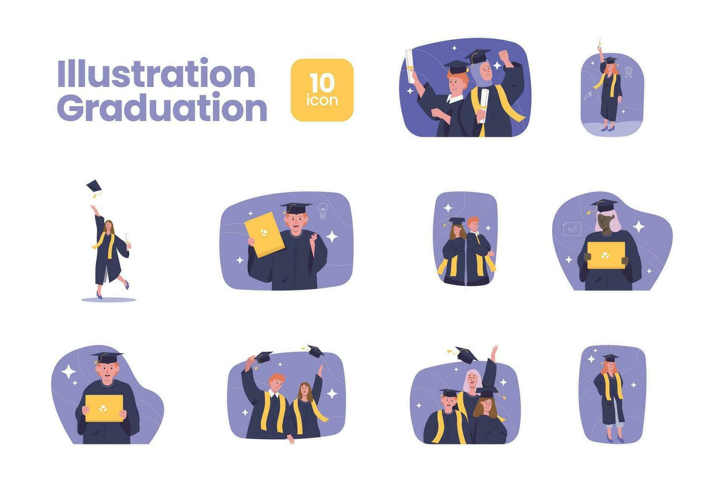 illustration l'obtention du diplôme pack vecteur