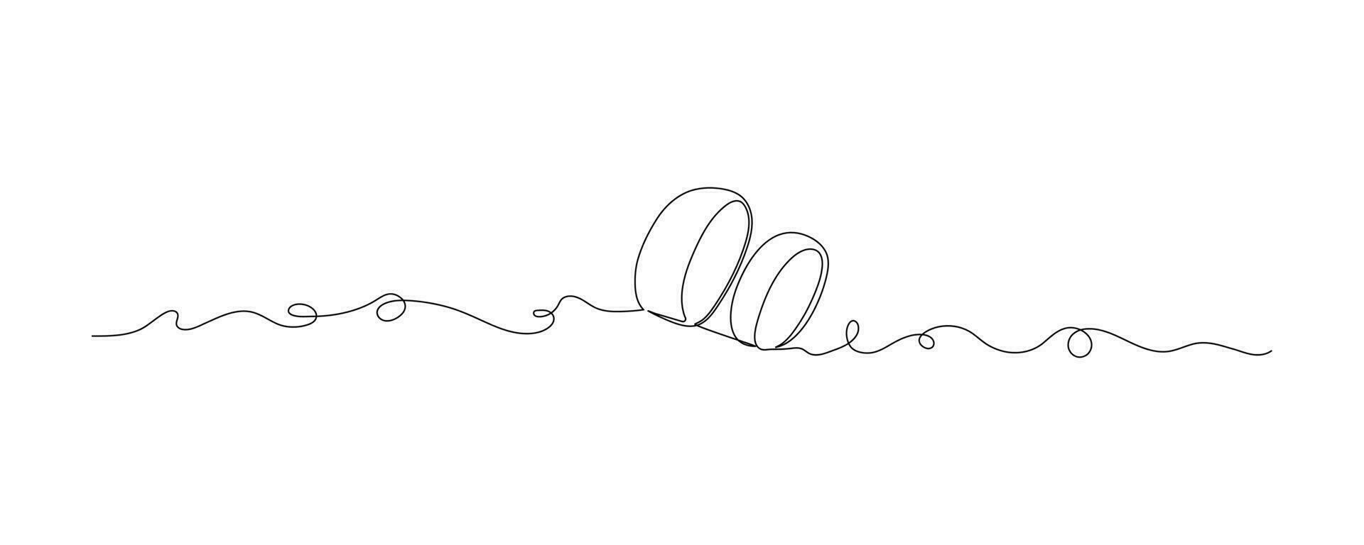 un continu ligne dessin de mariage anneaux. symbole proposition engagement et l'amour mariage invitation dans Facile linéaire style. vecteur