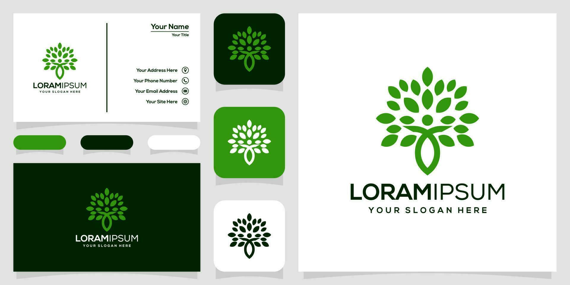 logo conception pour une vert arbre affaires carte modèle vecteur
