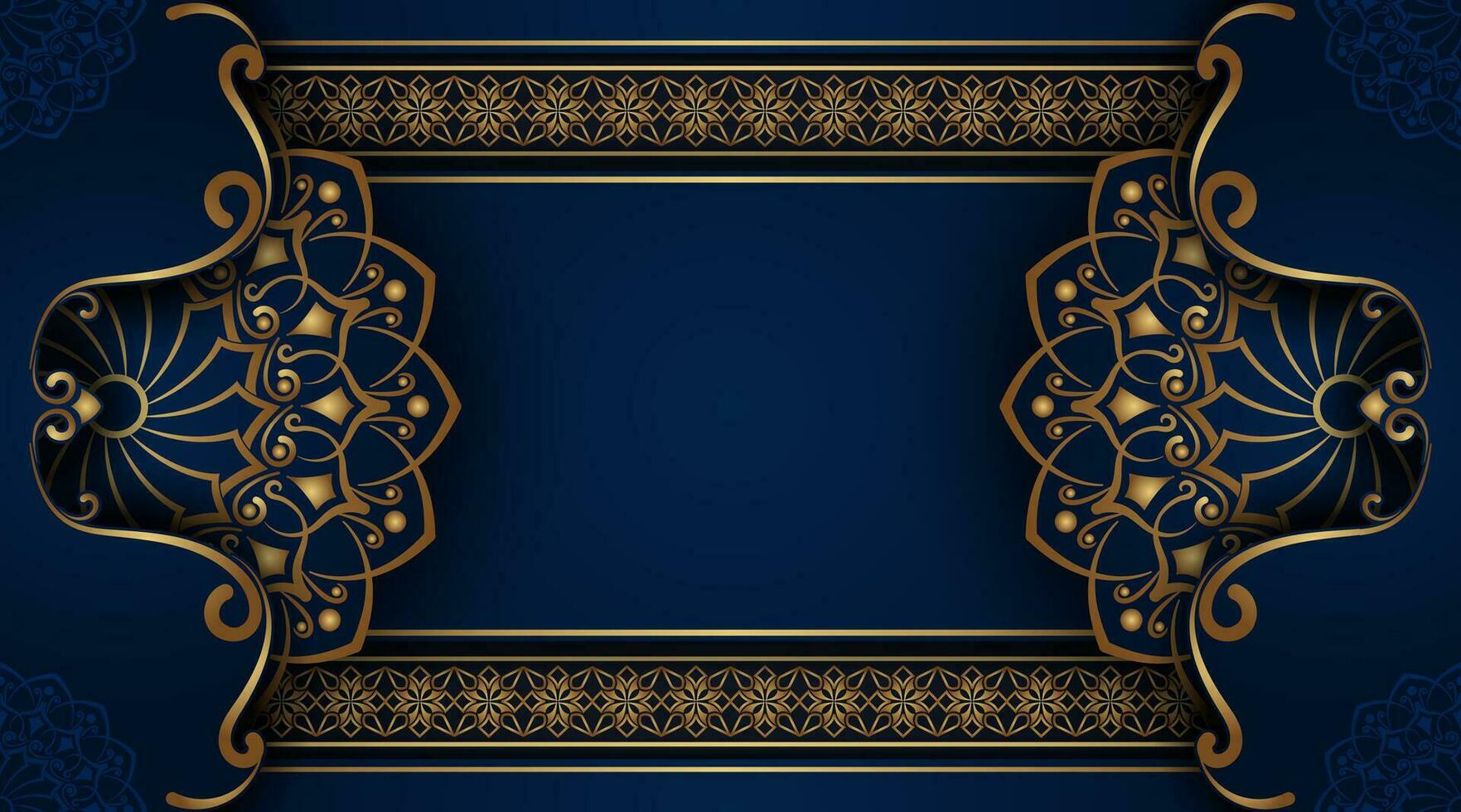 luxe bleu arrière-plan, avec d'or mandala ornement vecteur
