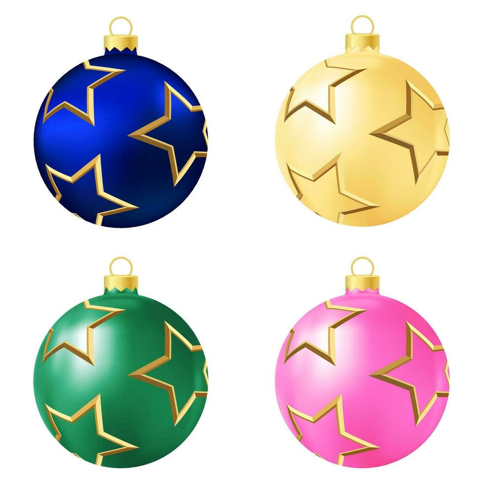 ensemble de bleu, jaune, vert et rose Noël arbre jouet ou Balle vecteur