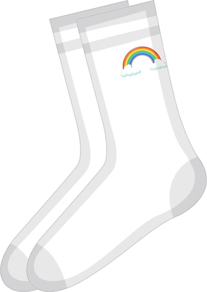 chaussettes blanches à motif arc-en-ciel vecteur