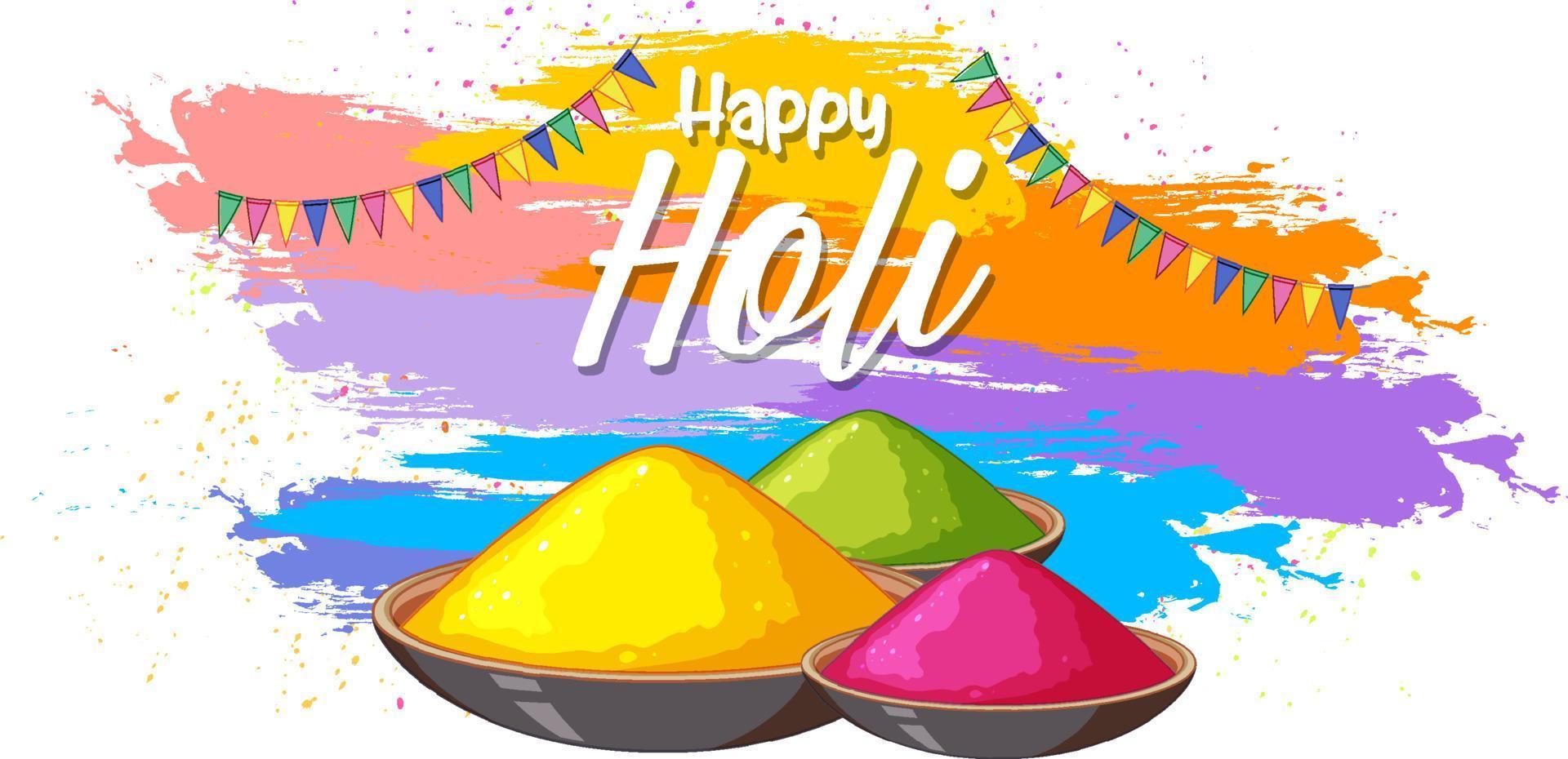 joyeux holi fastival avec des poudres colorées vecteur