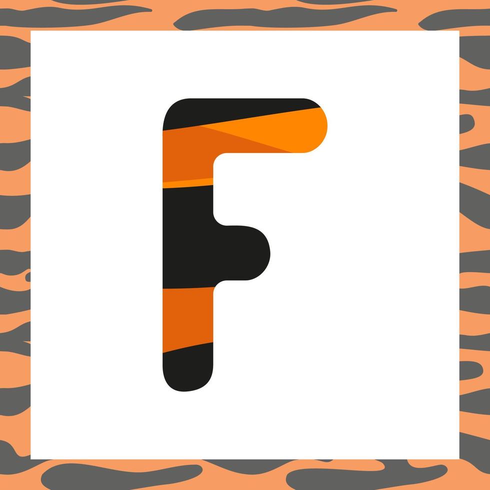 lettre f avec motif tigre vecteur