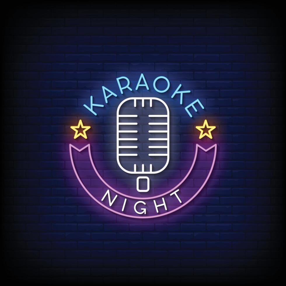 karaoké nuit néon signes style texte vecteur