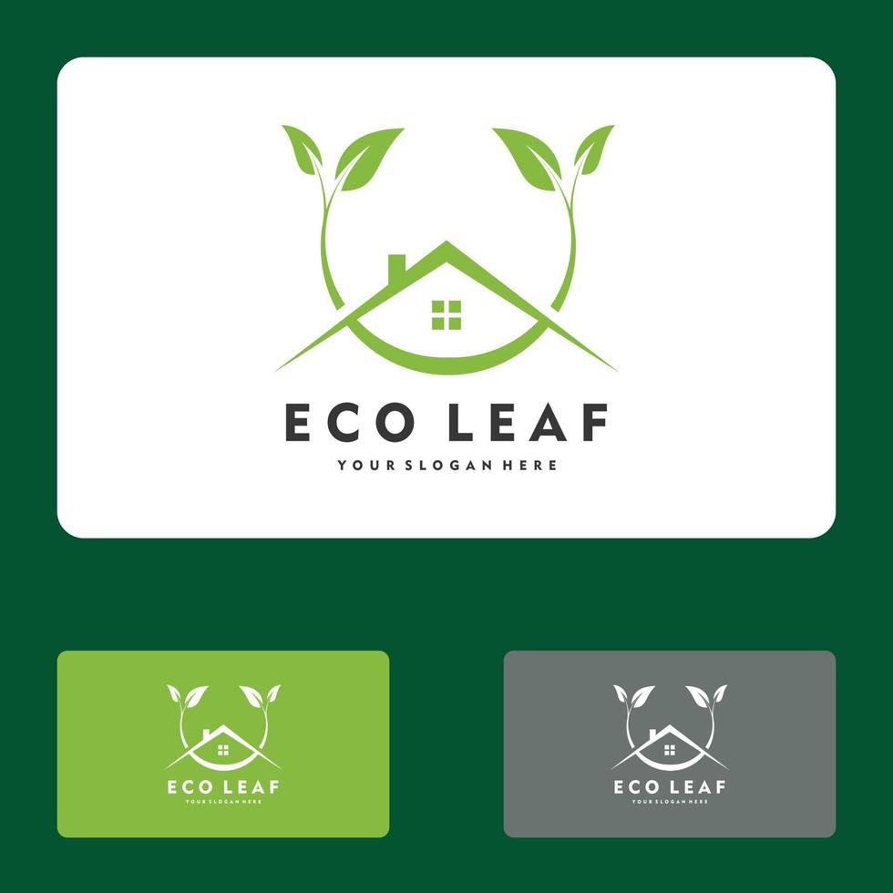 Feuille d'accueil, maison verte, eco house logo icône vecteur illustration design