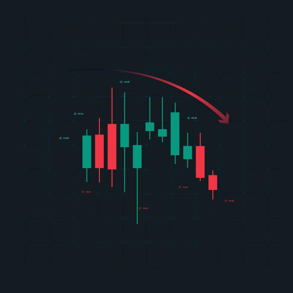 une forex commerce graphique dans en haut tendance concept pour financier investissement ou économique les tendances affaires idée, pour vers le bas tendance graphique de vecteur. illustration vecteur