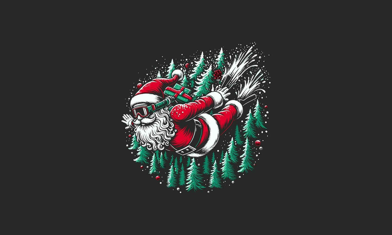 Père Noël plongée sur forêt vecteur illustration ouvrages d'art conception