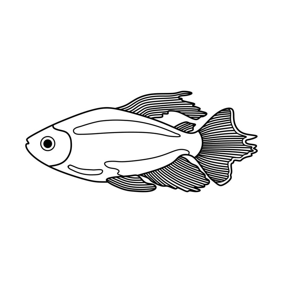 main tiré dessin animé vecteur illustration Congo tétra poisson icône isolé sur blanc Contexte