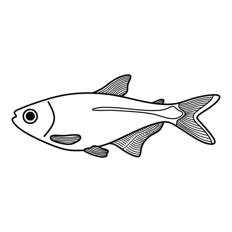 main tiré dessin animé vecteur illustration buenos aires tétra poisson icône isolé sur blanc Contexte