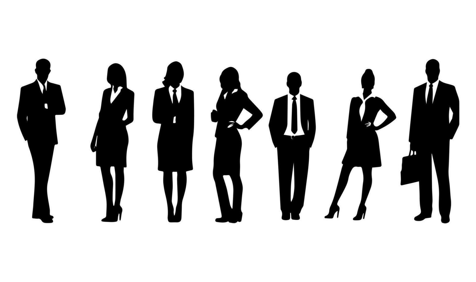 silhouettes de affaires gens dans divers pose. vecteur illustration.