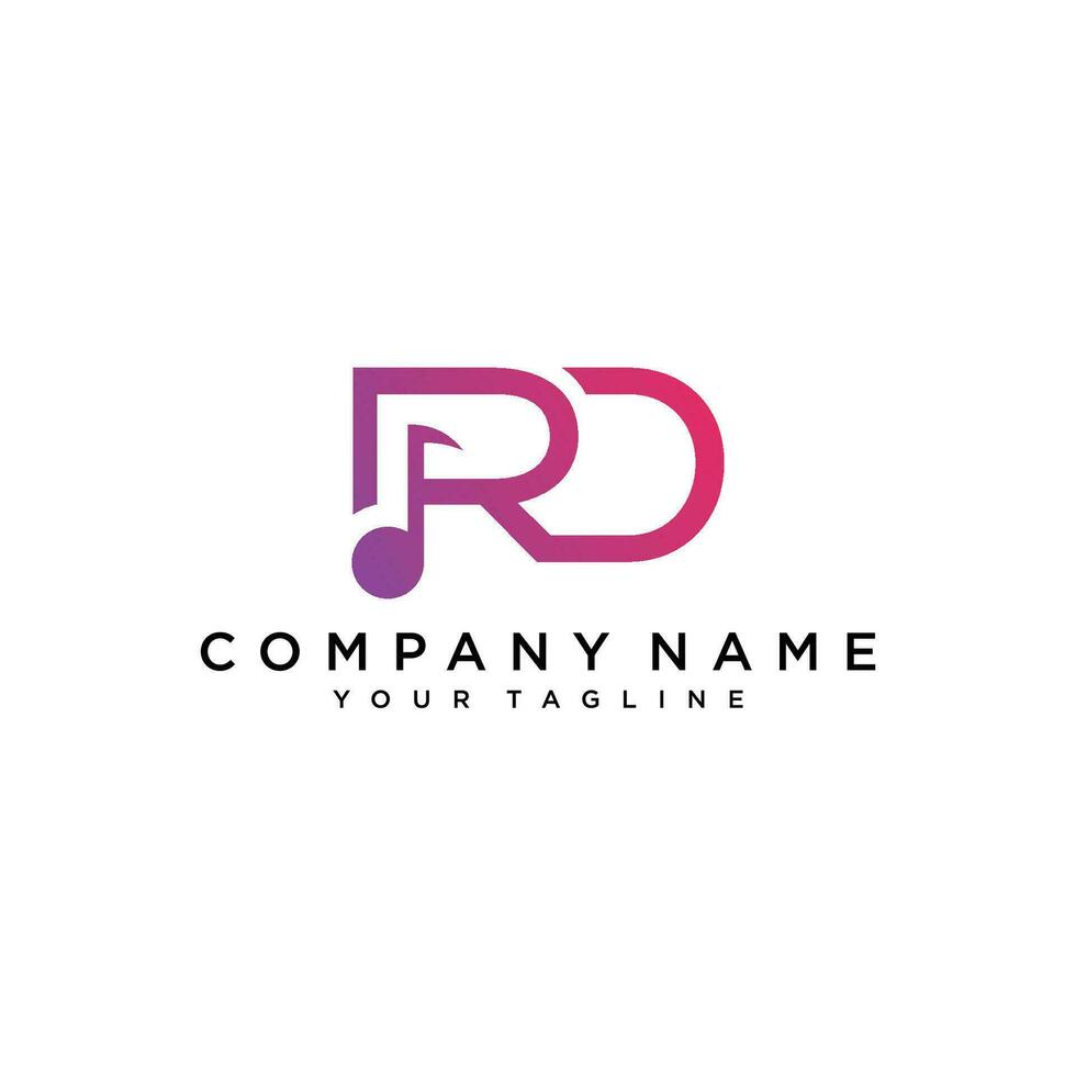 initiale rd lettre avec la musique vecteur logo. vecteur illustration