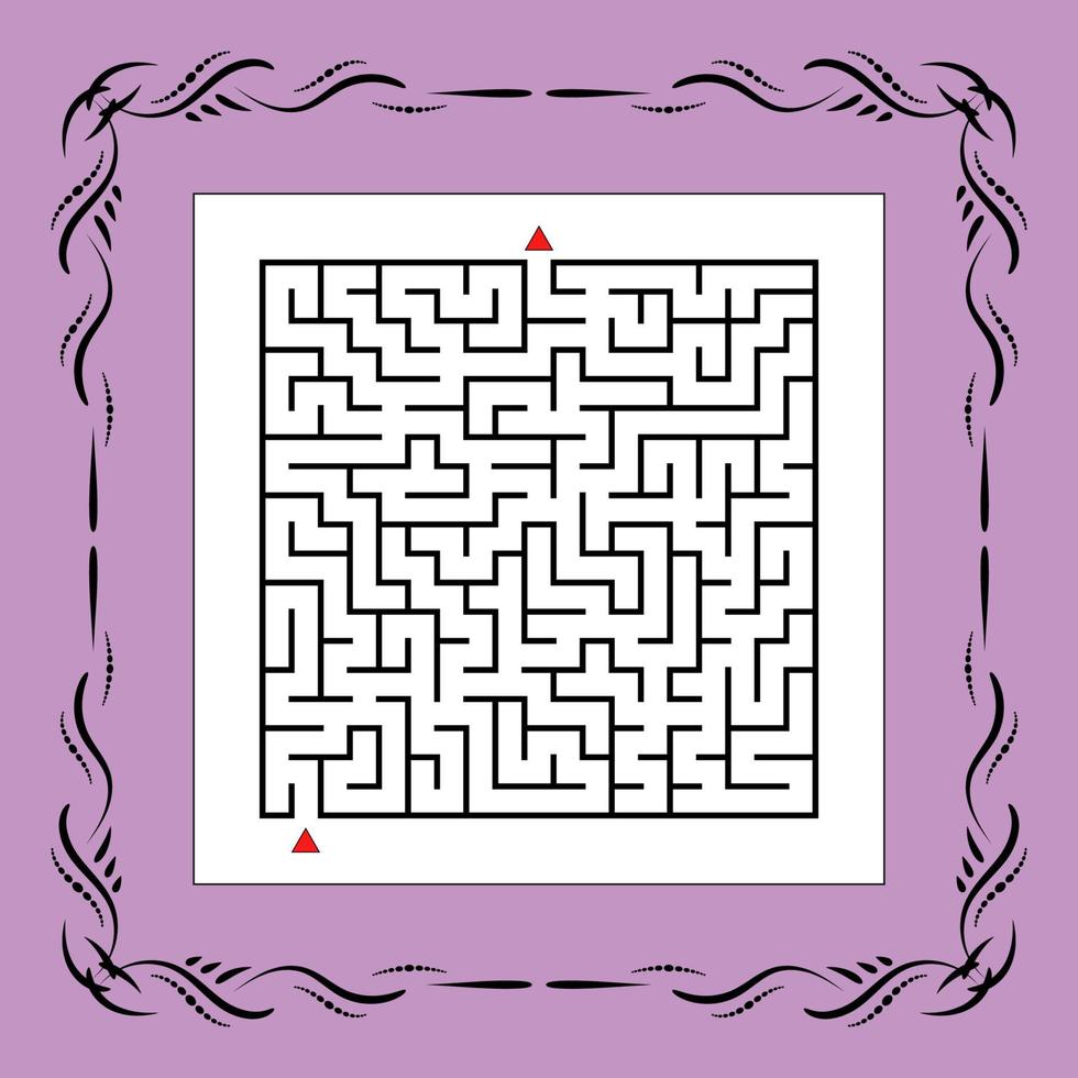 labyrinthe carré abstrait dans un cadre vintage. jeu pour les enfants. casse-tête pour les enfants. une entrée, une sortie. énigme du labyrinthe. illustration vectorielle plane. vecteur