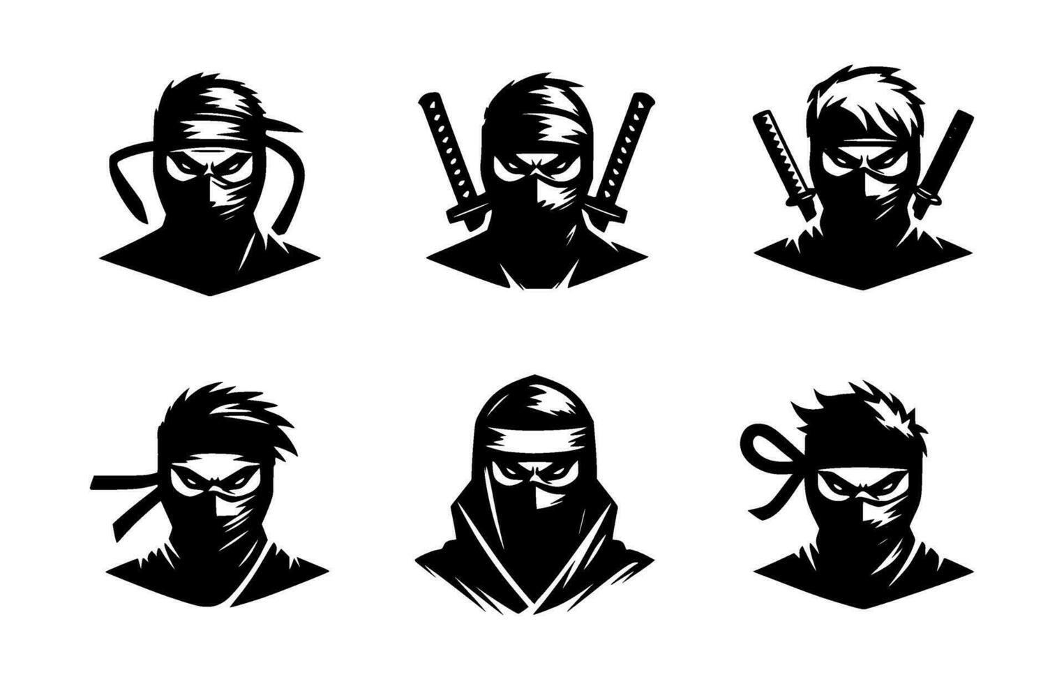 ai généré ensemble de ninja silhouette des illustrations sur isolé Contexte vecteur