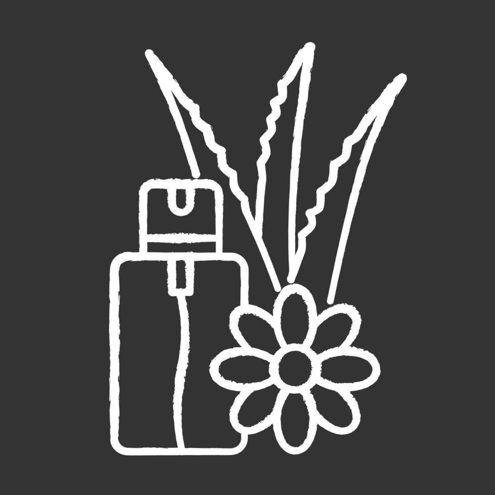 Aloe vera spray d'urgence craie icône blanche sur fond noir vecteur