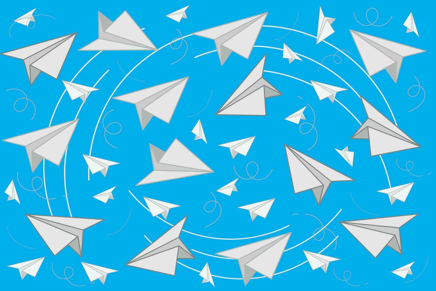 illustration le abstrait de papier avion avec ligne sur bleu Contexte. vecteur