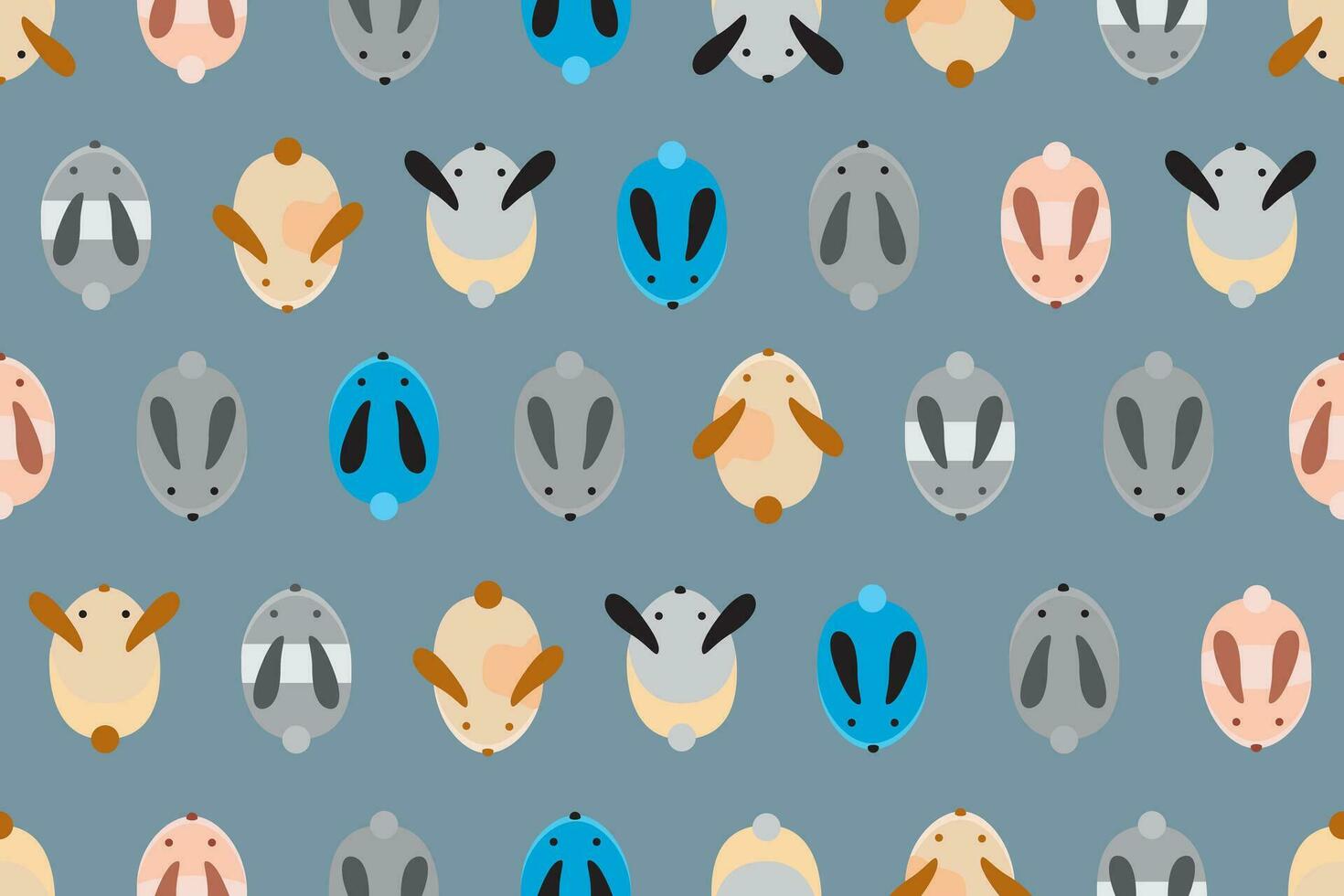 illustration modèle de lapins groupe avec bleu Contexte. vecteur